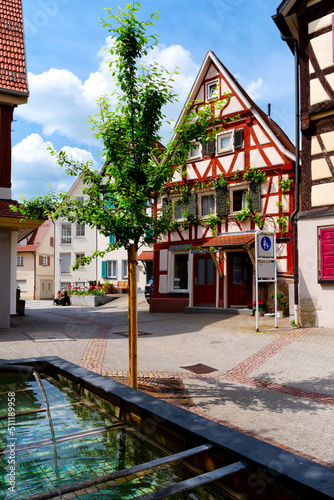 Beautiful facades in the down town of Herrenberg, Black forest, Germany photo