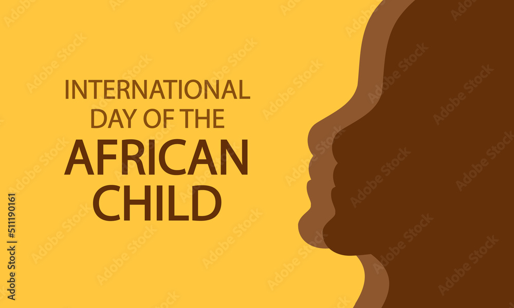 International Day of the African Child face in profile, vector art illustration.