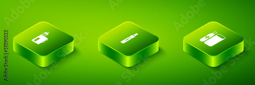 Set Isometric Electronic cigarette, and Vape mod device icon. Vector