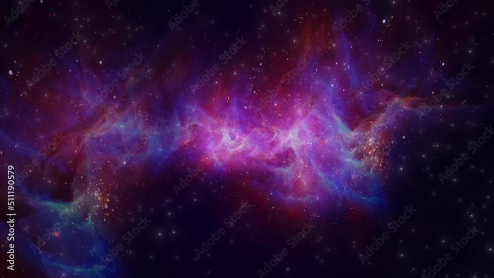 Flying In Orion Nebula 4K for scientific films and cinematic in space.