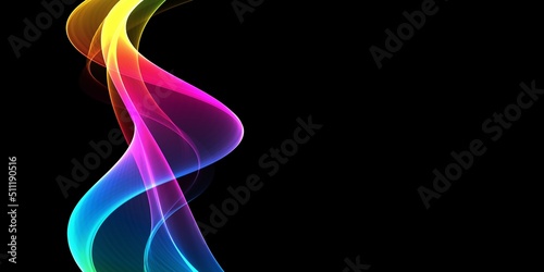 Fototapeta Naklejka Na Ścianę i Meble -  Abstract colourful wave on a black background	