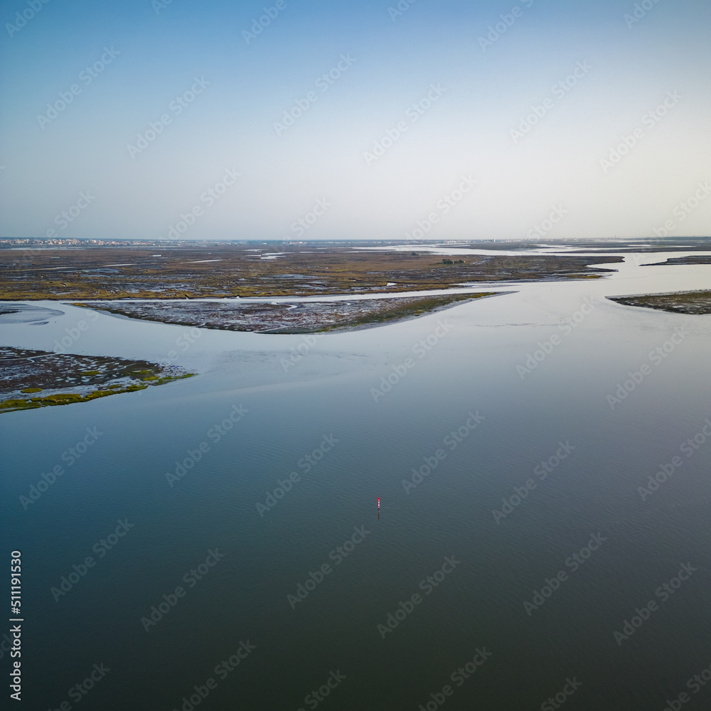 Aerial View of Aveiro Lagoon on a sunny day Aerial View of Aveiro Lagoon on a sunny day