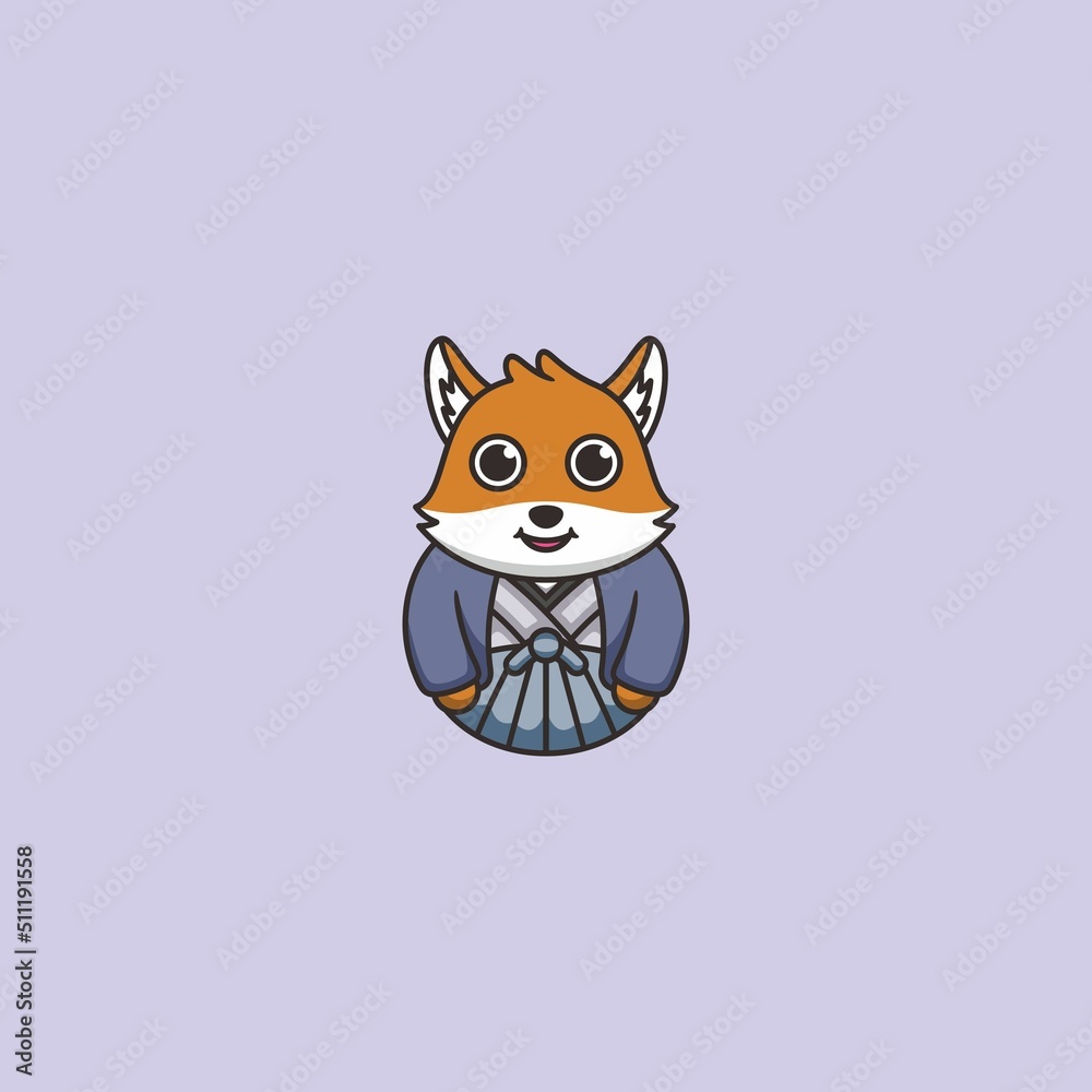 Fototapeta premium Cute Fox Cartoon Mascot Logo Design