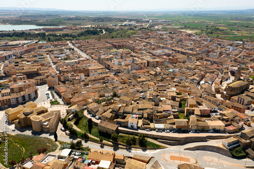 View from drone of Spanish town of Ejea de los Caballeros in province  photo