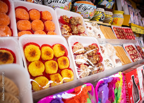 Typical traditional mexican candies at a store in Puebla city, Mexico photo