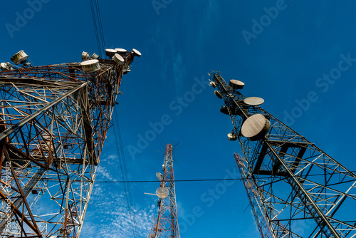 Telecommunications towers at the Jabre peak in Matureia, Paraiba, Brazil on February 08, 2011. photo