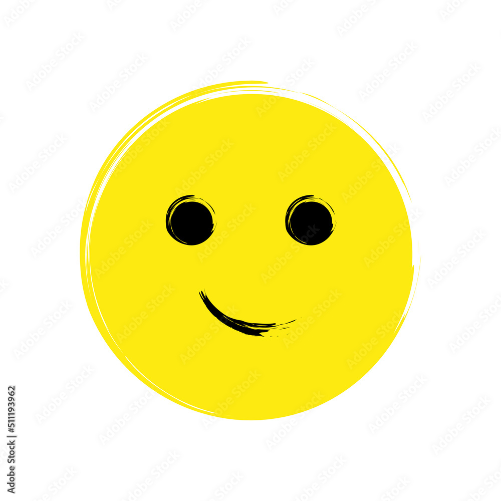 Yellow smiley on white background. cartoon character illustration. Vector illustration. stock image.