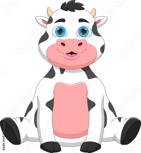 cartoon baby cow on white background
