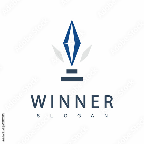 Winner Trophy Logo Template, Leadership And Competition Award Icon