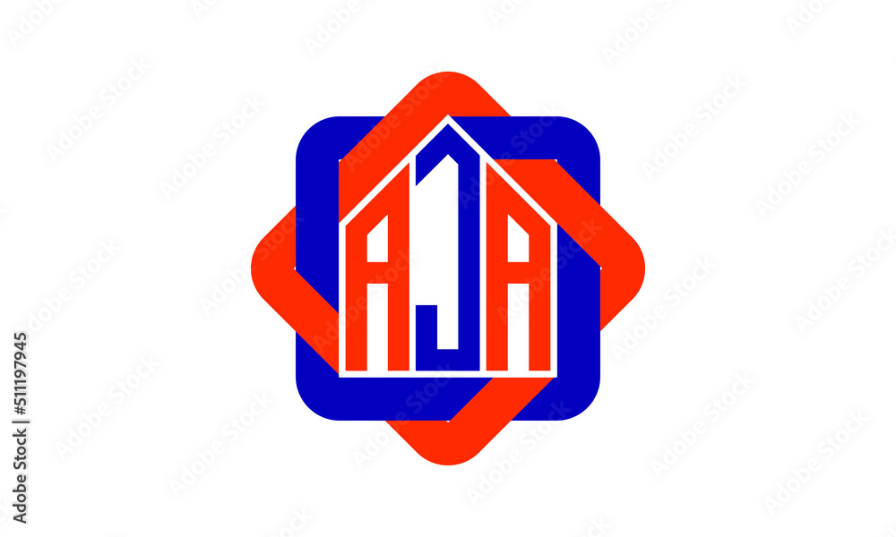AJA three letter real estate logo with home icon logo design vector ...