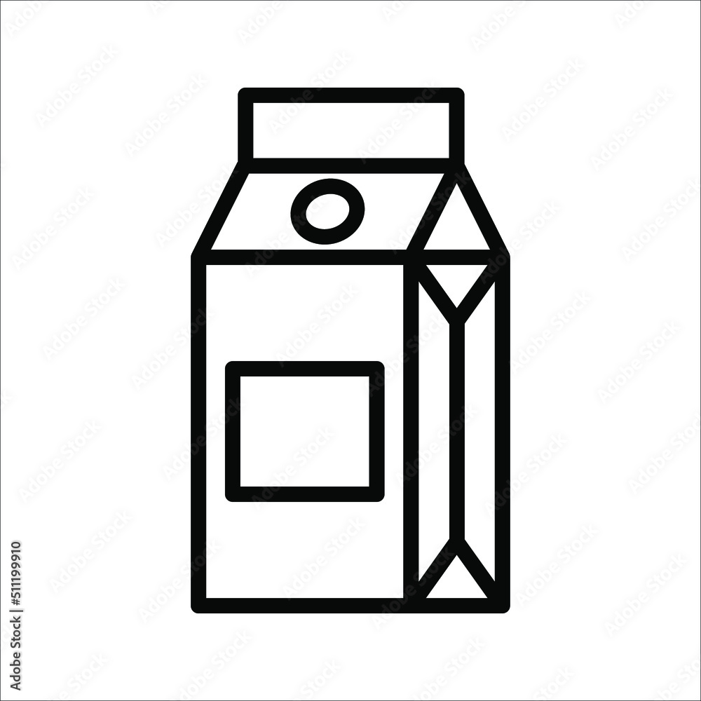 Milk box vector icon. Thin line black milk icon, vector illustration from editable drinks concept on white background. Milk box vector icon. Thin line black milk icon, vector illustration from editable drinks concept on white background.