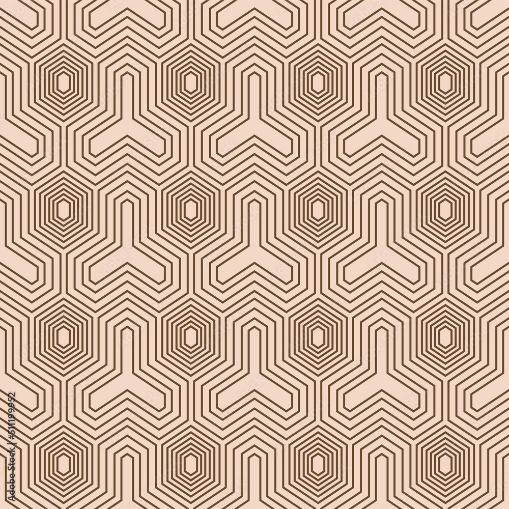 Japanese Geometric Mosaic Line Vector Seamless Pattern