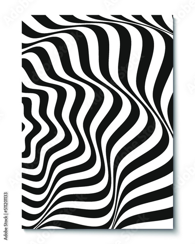Abstract black and white line wave background. Wave line pattern. Seamless pattern wavy line background illustration. Texture wave simple background.