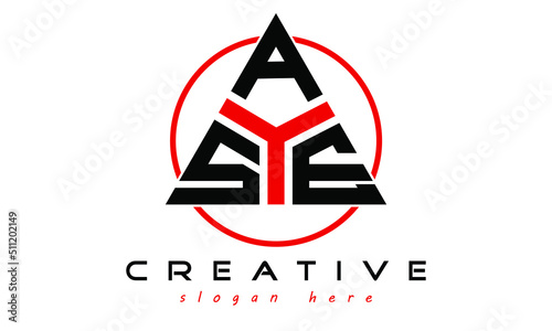 SAE three letter creative triangle shape in circle logo design vector template. typography logo | Letter mark logo | initial logo | wordmark logo | minimalist logo | gaming logo | emblem logo
