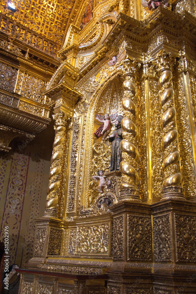 Shrine in the Church of la Compania de Jesus, or the Gold Church, in the Old Town Quito, Ecuador Shrine in the Church of la Compania de Jesus, or the Gold Church, in the Old Town Quito, Ecuador