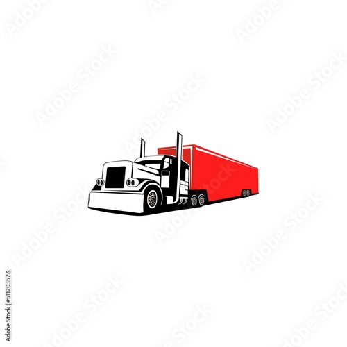 Trucking company ready made logo. 18 wheeler semi truck logo vector related industry