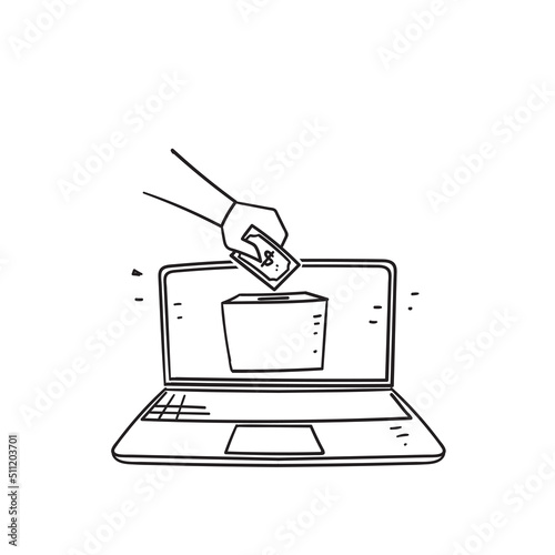 hand drawn doodle digital donation illustration vector