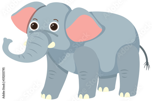 Cute elephant in flat cartoon style