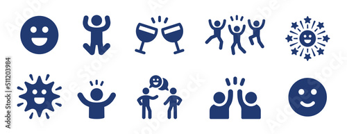 People having fun icon set. Party icon collection vector illustration.