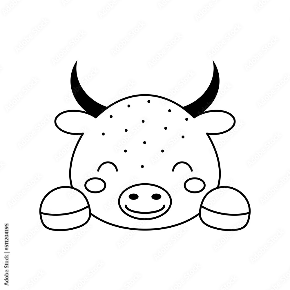Cute bull head in Scandinavian style. Animal face for kids t-shirts, wear, nursery decoration, greeting cards, invitations, poster, house interior. Vector stock illustration Cute bull head in Scandinavian style. Animal face for kids t-shirts, wear, nursery decoration, greeting cards, invitations, poster, house interior. Vector stock illustration