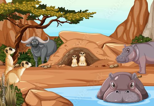 Dryland forest with animals