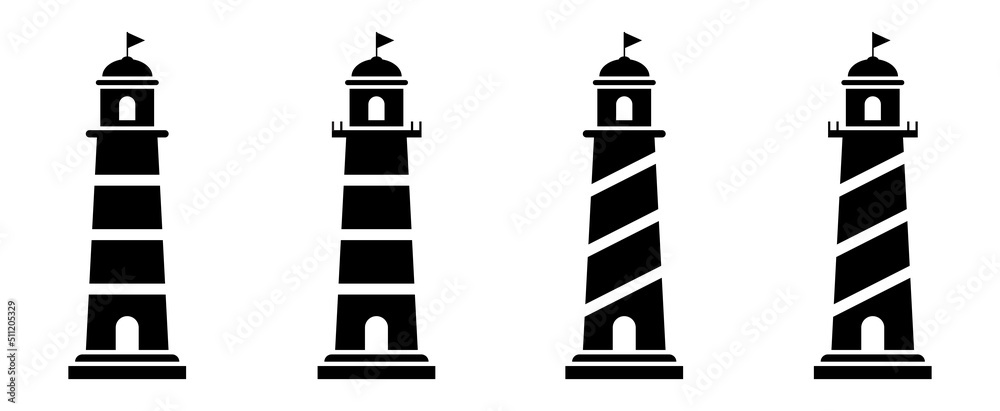 Fototapeta premium Light house icon. Mercusuar tower icon, vector illustration