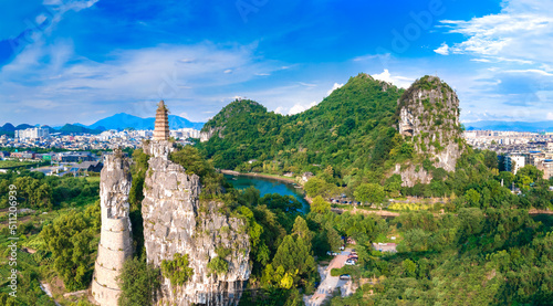 Obraz na plátně Chuanshan Park and nanxishan Park in Guilin, Guangxi, China