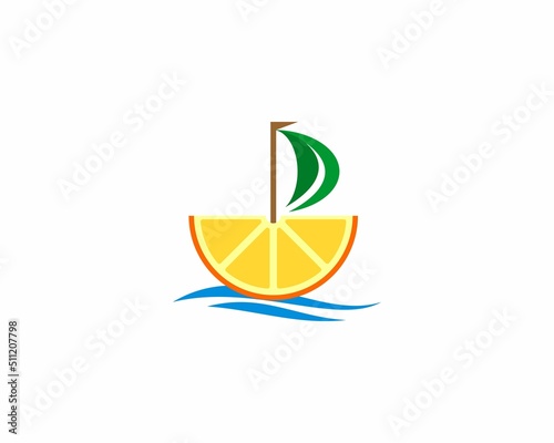 Inspirational logo with combination boat and orange