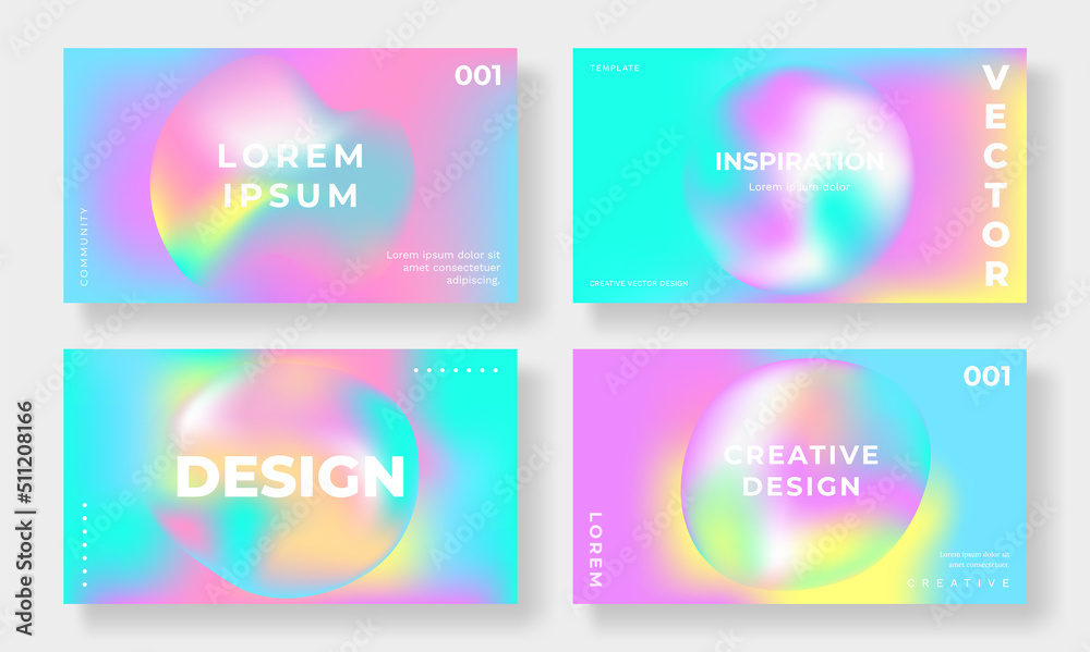 Abstract fluid gradient cover template. Set of modern poster with vibrant graphic color, colorful, organic shapes. Gradient background design for brochure, flyer, wallpaper, banner, business card.