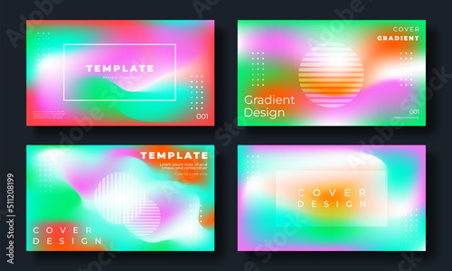 Abstract fluid gradient cover template. Set of modern poster with vibrant graphic color, colorful, geometric shapes. Gradient background design for brochure, flyer, wallpaper, banner, business card.