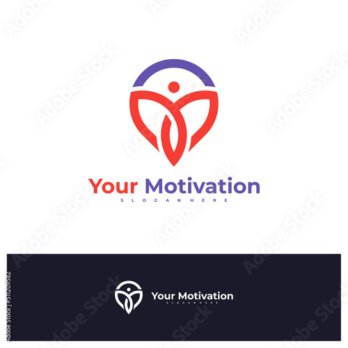 Point People logo design vector template, Initial M with People logo concepts illustration.