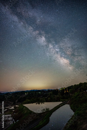 星峠の棚田と天の川