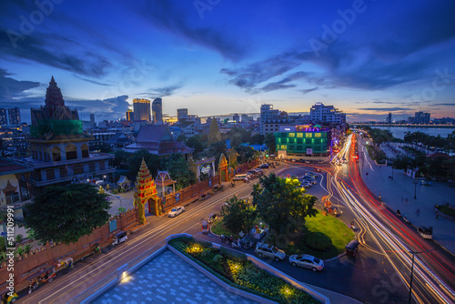 Phnom Penh Riverside at Sunset
