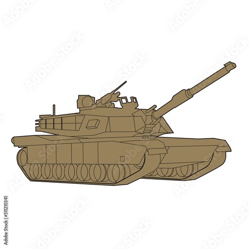 armored tank realistic outlined vector design