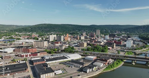 Summer afternoon aerial view of Binghamton New York, upstate NY.
 photo