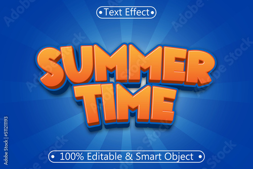 Summer Time Editable Text Effect 3 dimension Emboss Cartoon Style