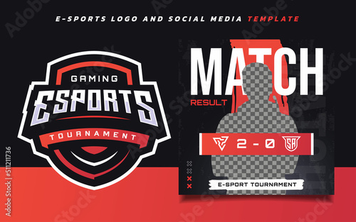 Set of Match Result E-sports Gaming Banner Template for social media and Gaming Tournament Logo