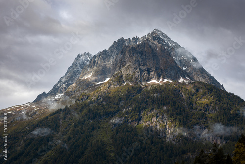 mountains peaks and snow in the French Alps 