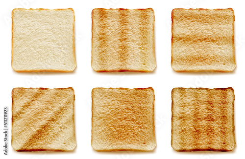Foto Toasted bread for sandwich 3D isolated vector set realistic illustration, top view, traditional breakfast