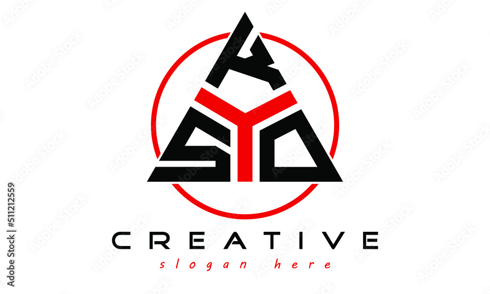 SKO three letter creative triangle shape in circle logo design vector template. typography logo | Letter mark logo | initial logo | wordmark logo | minimalist logo | gaming logo | emblem logo
 - obrazy, fototapety, plakaty 