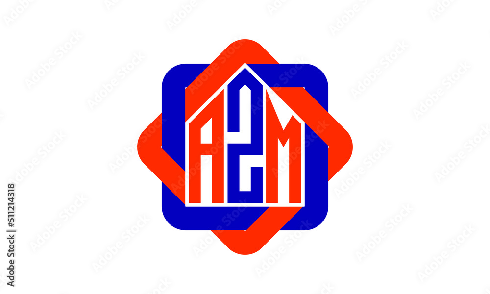 AZM three letter real estate logo with home icon logo design vector ...