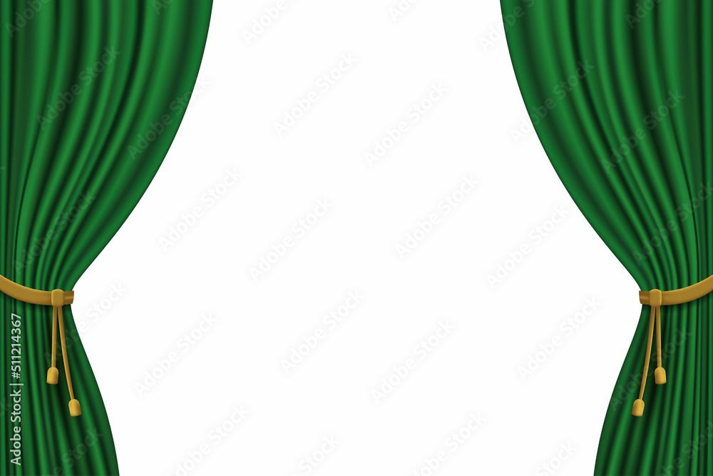 realistic curtain frame template green color vector graphic Stock