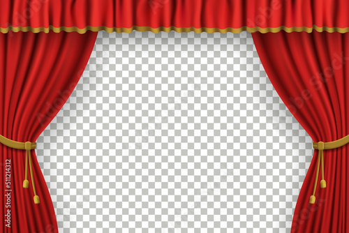 realistic curtain frame template red color vector graphic