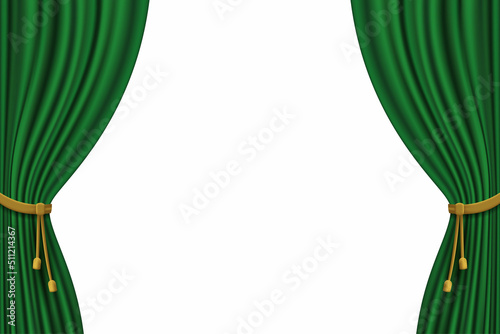 realistic curtain frame template green color vector graphic