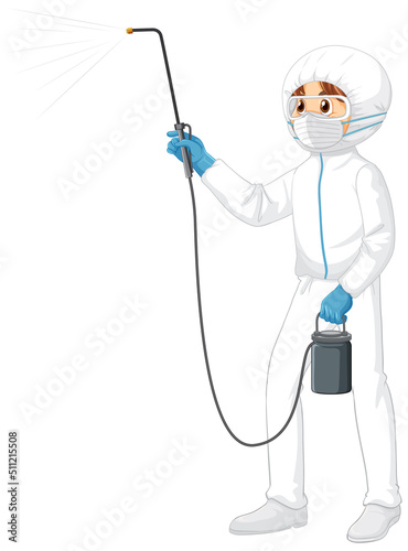 Man in protective hazmat suit