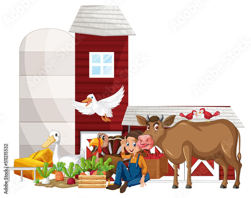 Farming theme with many animals