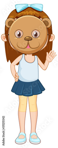 A girl wearing animal mask