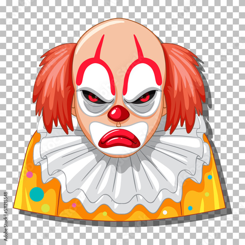 Scary clown head on grid background