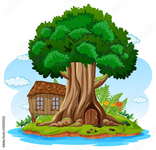 Big tree isolated cartoon