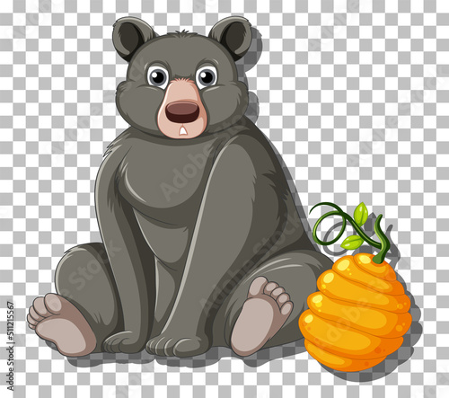 Black bear cartoon character isolated